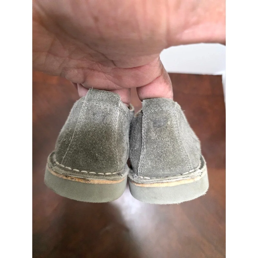 Florsheim Boys Gray Suede Granp Core Dressing Shoes With Blue Laces Size 1